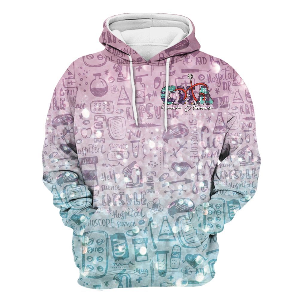 Amare Box Nurse Shirt, Livin That CNA Life, Custom Name Shirt, CNA Stuff, CNA Clipart, Gift For CNA Unisex Hoodie