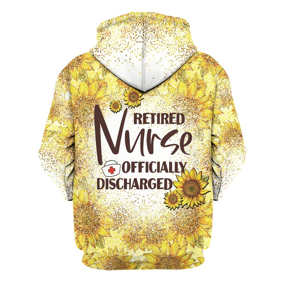 Amare Box Nurse Shirt, Retired Nurse Officially Discharged, Custom Name Shirt, Retired Nurse, Black Nurse, Nurse Sunflower, Nurse Clipart, Gift For Nurse Unisex Hoodie