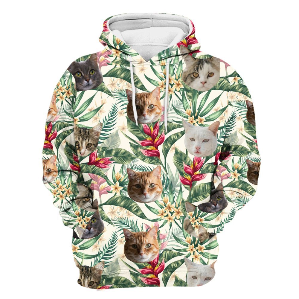 Amare Box Custom Photo Face Hawaiian Shirt, Personalized Face Cat Dog Party, Anniversary Birthday Gift For Pet Unisex Hoodie