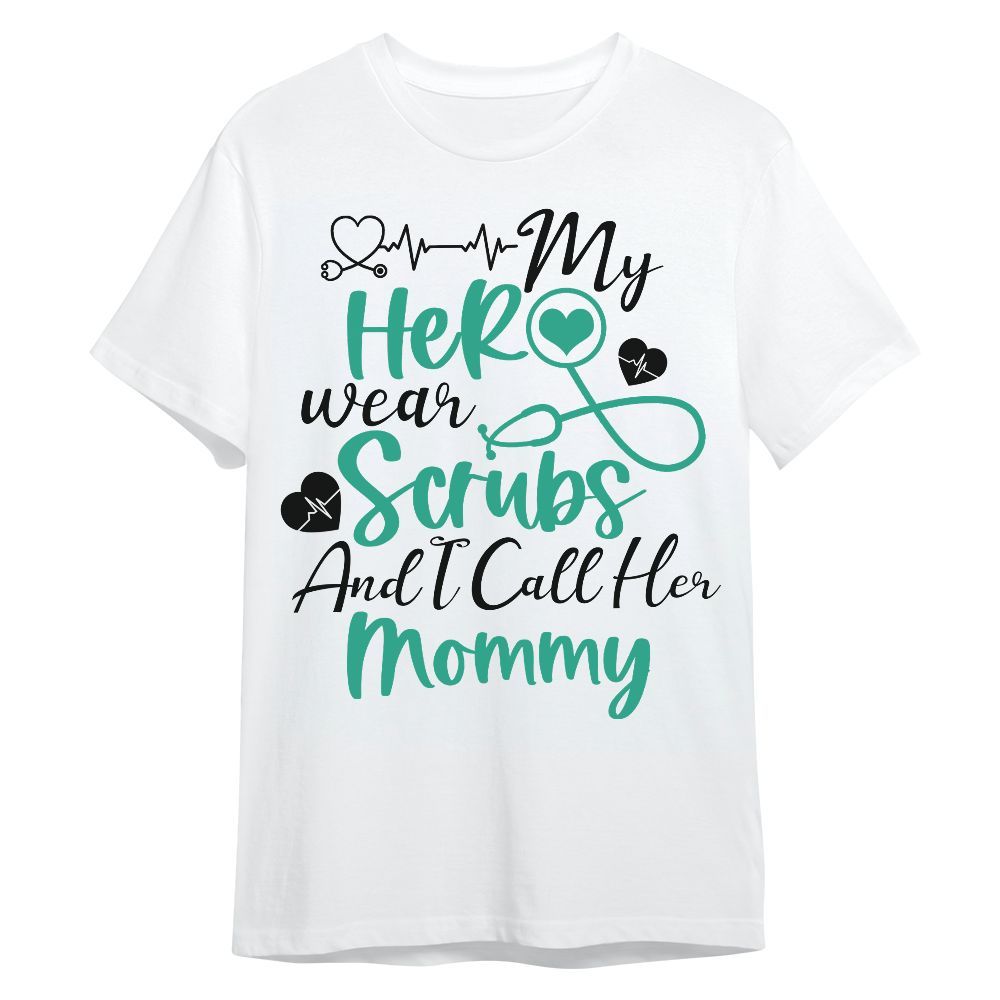 Amare Box Nurse Shirt, My Hero Wear Scrubs And I Call Her Mommy, Gifts For Mom, Gift For Nurse's Mom Unisex Shirt