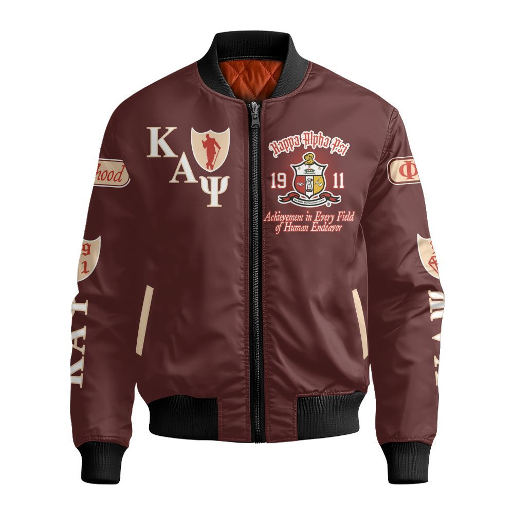 Ireishprint ΚΑΨ Bomber Jacket, Krimson Red Style Black Kappa Since 1911 Fraternity Bomber Jacket