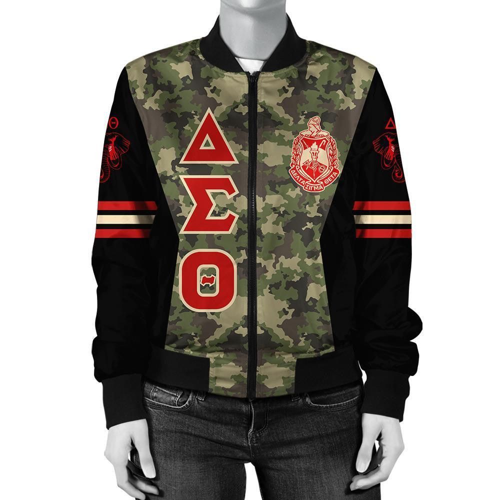 Delta Sigma Theta Sorority Camouflage Bomber Jacket