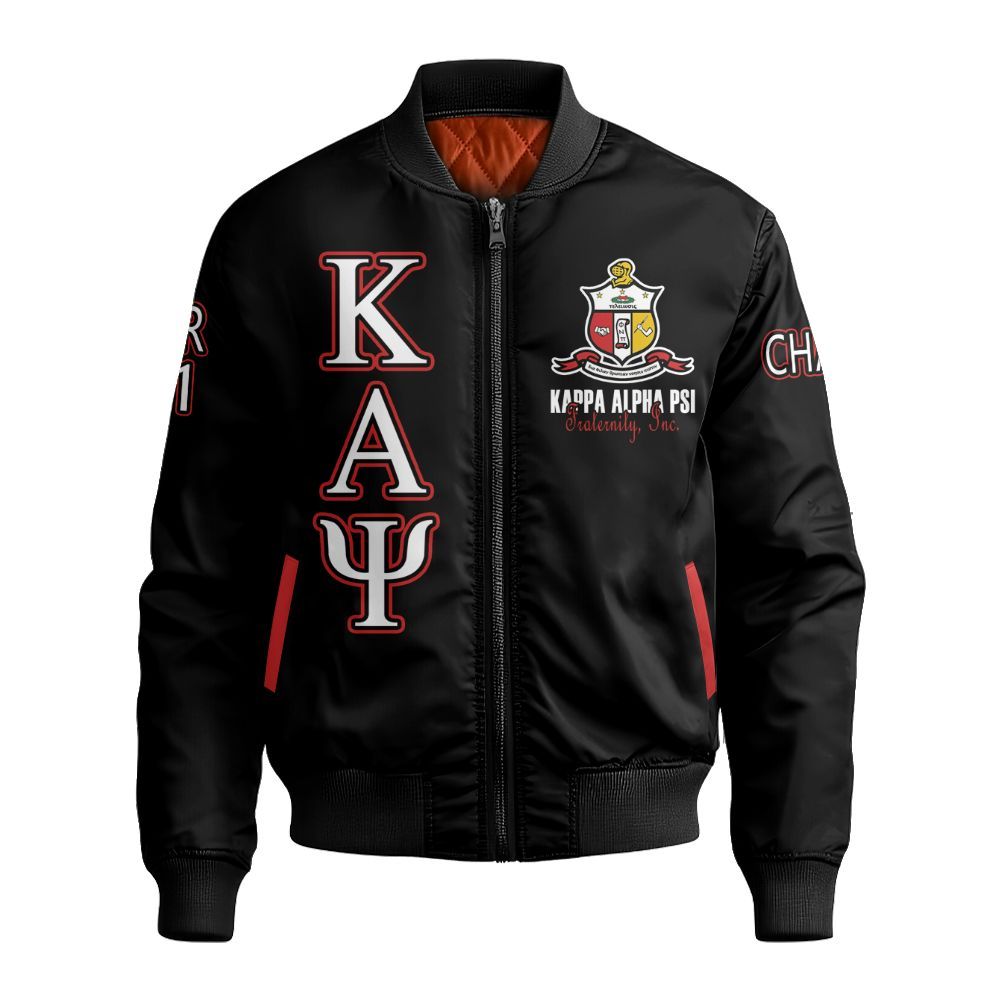 Ireishprint ΚΑΨ Custom Chapter Bomber Jacket, Personalized Black Bomber Jacket ΚΑΨ Man 1911 Fraternity Bomber Jacket