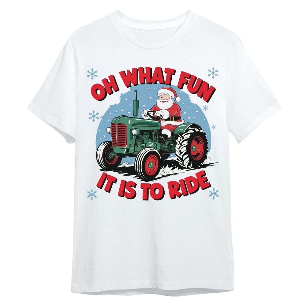 Amare Box Oh What Fun It Is To Ride Shirt, Farm Christmas Shirt, Gift For Farmer Family Members Unisex Shirt