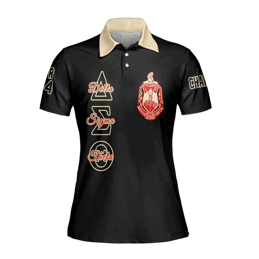 Ireishprint Delta Sigma Theta Custom Chapter Polo Shirt, Personalized Black Cream Polo Shirt Delta Sigma Theta Sorority Polo Shirt