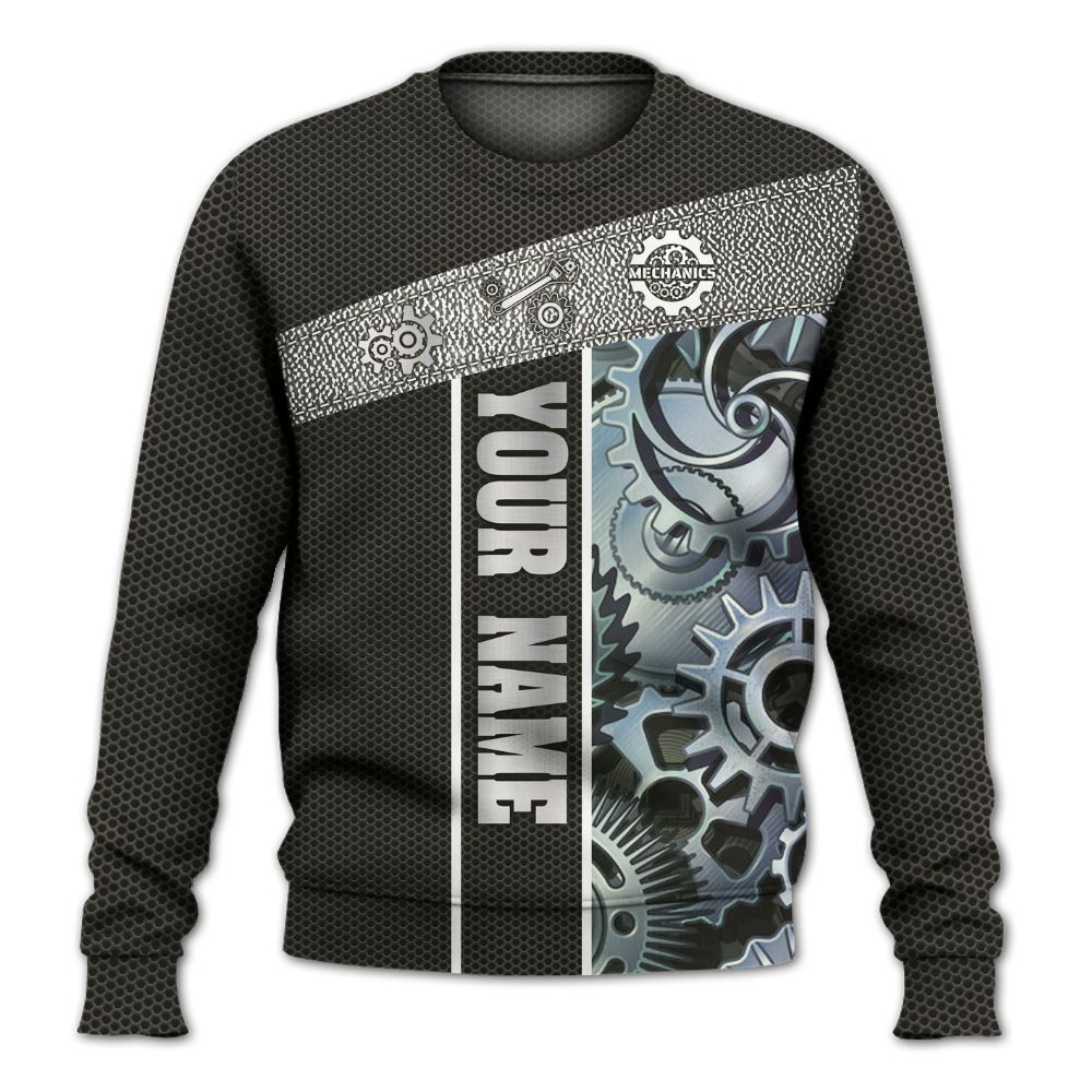 Amare Box Mechanic Shirt, Mechanical, Custom Name Shirt, Mechanic Clipart, Gift For Mechanician Knitted Sweater