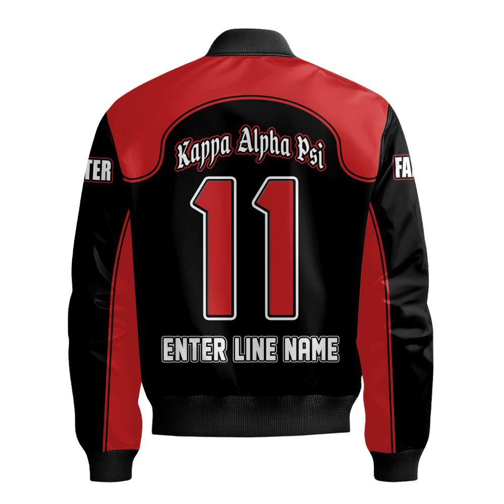Ireishprint ΚΑΨ Custom Chapter Bomber Jacket, Black Duo Krimson ΚΑΨ Lettered Racing Style Fraternity Bomber Jacket