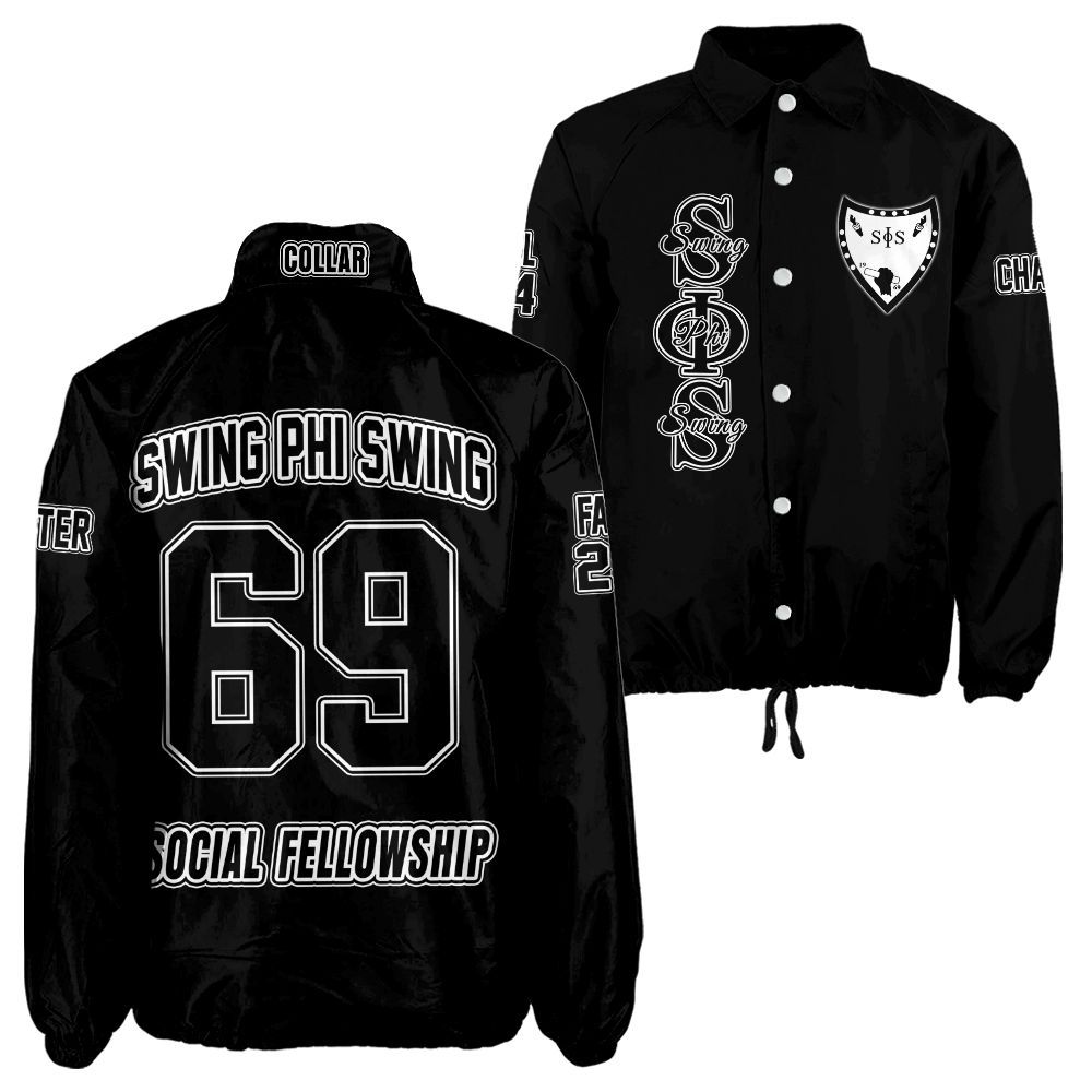 Ireishprint Swing Phi Swing Custom Line Crossing Jacket, Custom Black Jacket Swing Phi Swing Sorority Crossing Jacket