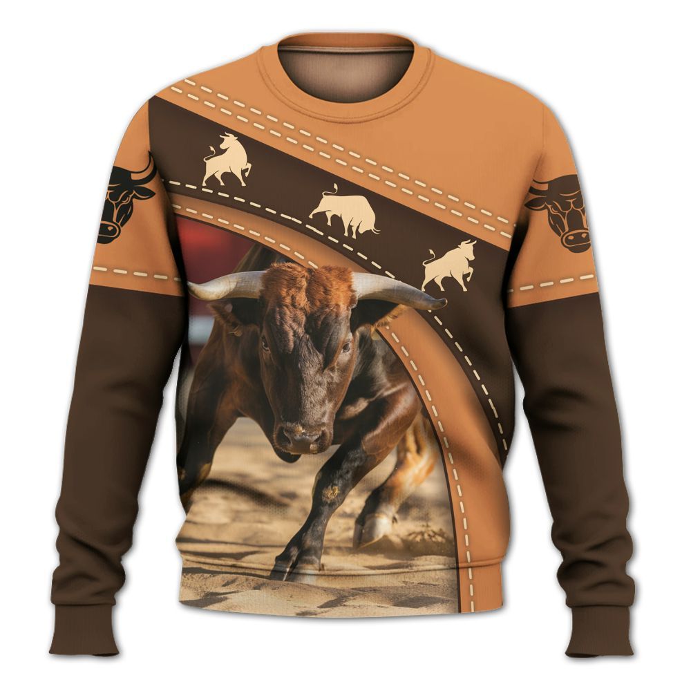 Amare Box Cow Farm Shirt, Muscular Brown Bull, Bull Life, Cow Life, Cow Shirt, Farm Shirt, Cow Lover, Custom Name Gift Shirt For Farmer Knitted Sweater