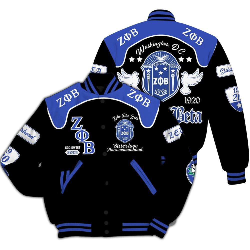 Ireishprint Zeta Phi Beta Varsity Jacket, Zeta Phi Beta Style Z Phi B 1920 Dove Curve Style 1913 Sorority Jacket