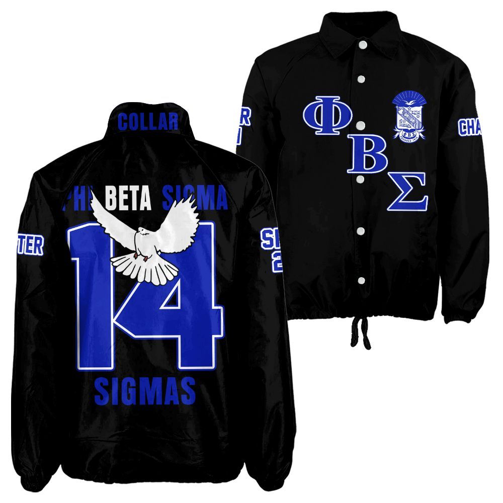 Ireishprint Phi Beta Sigma Custom Line Crossing Jacket, Personalized Dove Black Royal Blue Shirt Phi Beta Sigma Fraternity Crossing Jacket