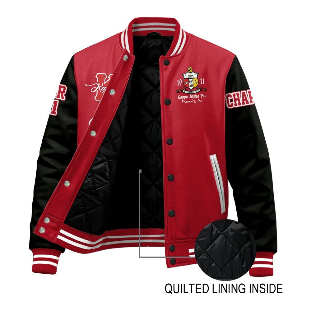Ireishprint ΚΑΨ Custom Chapter Stitched Jacket, Personalized Krimson Black Sleeve Kappa Fraternity Embroidered Jacket