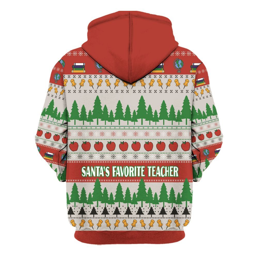 Amare Box Teacher, Santa's Favorite Teacher Shirt, Christmas Gift For Teach, Teach Stuff, Teacher Santa Unisex Hoodie