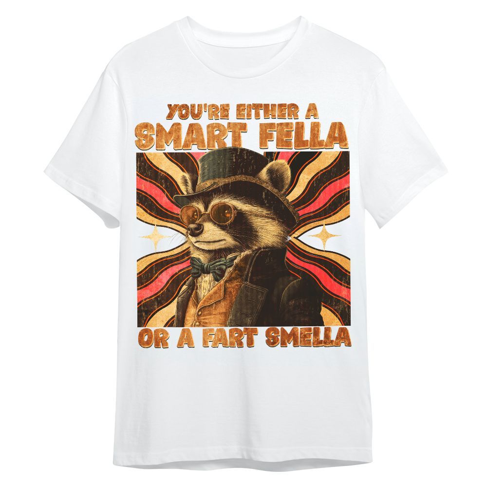 Amare Box Funny Capybara Retro Graphic Shirt, You're Either A Smart Fella Or A Fart Smella Gift Unisex Shirt