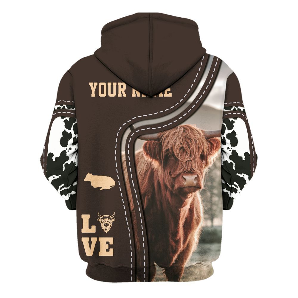 Amare Box Cow Farm Shirt, Vintage Highland Cow, Highland Cow, Cute Cow, Cow Shirt, Farm Shirt, Cow Lover, Custom Name Gift Shirt For Farmer Unisex Hoodie