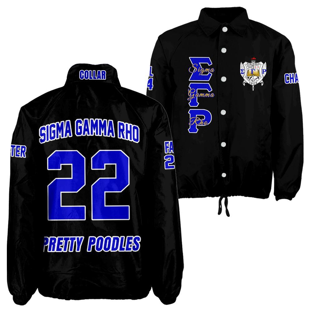 Ireishprint Sigma Gamma Rho Custom Line Crossing Jacket, Personalized Black Royal Blue Jacket Sigma Gamma Rho 1922 Sorority Crossing Jacket