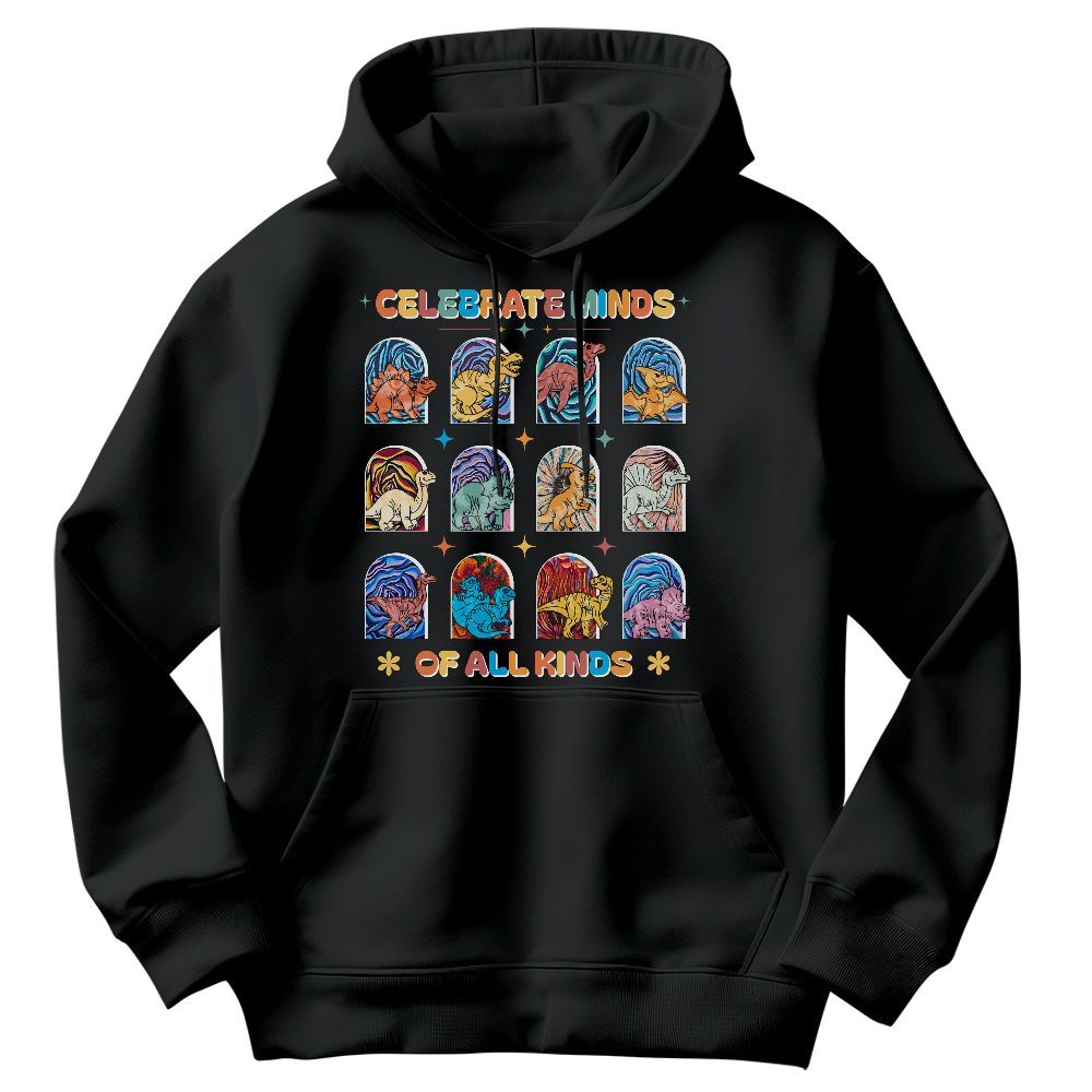 Amare Box Celebrate Minds Of All Kinds Autism Awareness Shirt, Bcba Team Day Of School Dinosaur Unisex Hoodie