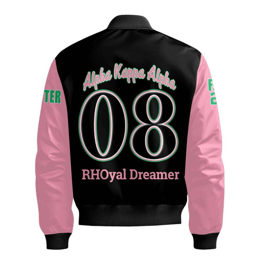 Ireishprint A.K.A Custom Chapter Bomber Jacket, Salmon Pink And Apple Green Duo 1908 Sorority Bomber Jacket