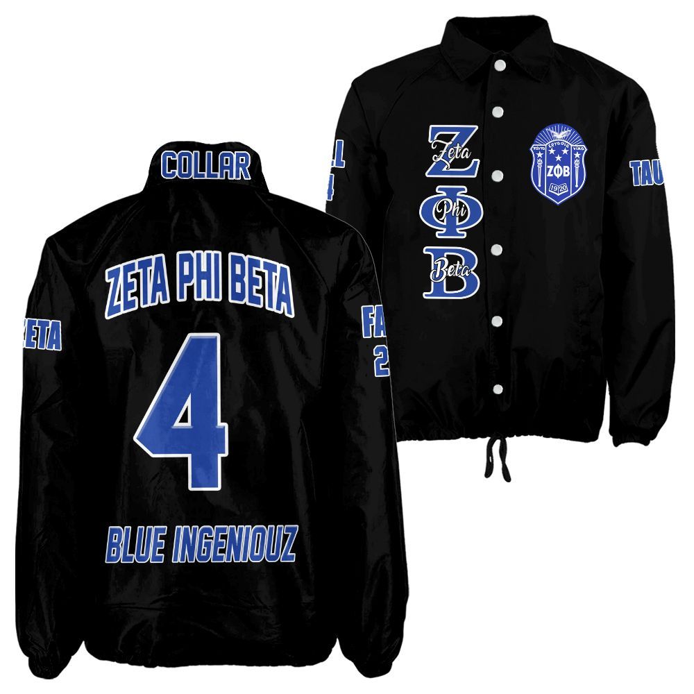 Ireishprint Zeta Phi Beta Custom Line Crossing Jacket, Personalized Simple Black Z Phi B Jacket 1920 Zeta Phi Beta Sorority Crossing Jacket