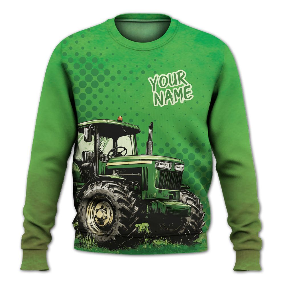 Amare Box Farm Tractor Shirt, Car Tractor, Custom Name, Custom Tractor Name, Tractor Clipart, Gift For Farm Lover Knitted Sweater
