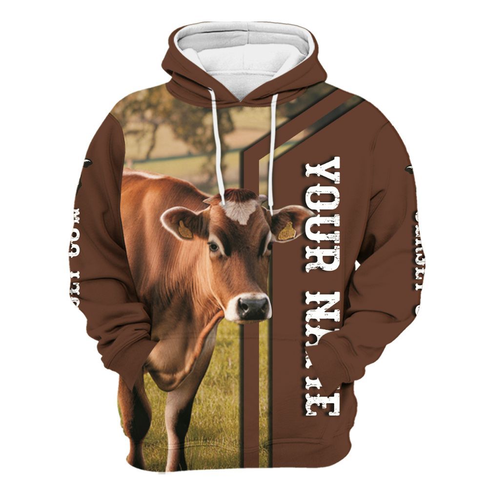 Amare Box Cow Farm Shirt, Jersey Cow On Farm, Jersey Cow, Cow Shirt, Farm Cow, Cow Lover Shirt, Custom Name Gift Shirt For Farmer Unisex Hoodie