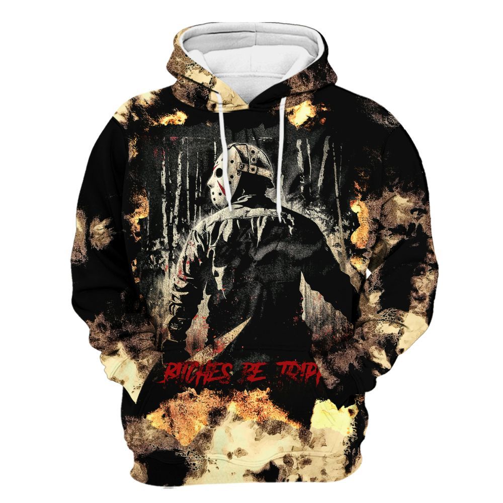 Amare Box Horror Halloween Slasher Sublimated Tie Dye Shirt, Hockey Mask Goth Friday Graphic Unisex Hoodie