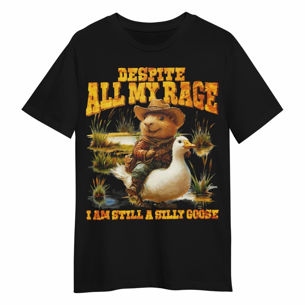 Amare Box Funny Capybara Goose Meme Shirt, Despite All My Rage I Am Still A Silly Goose Gift For Fan Unisex Shirt