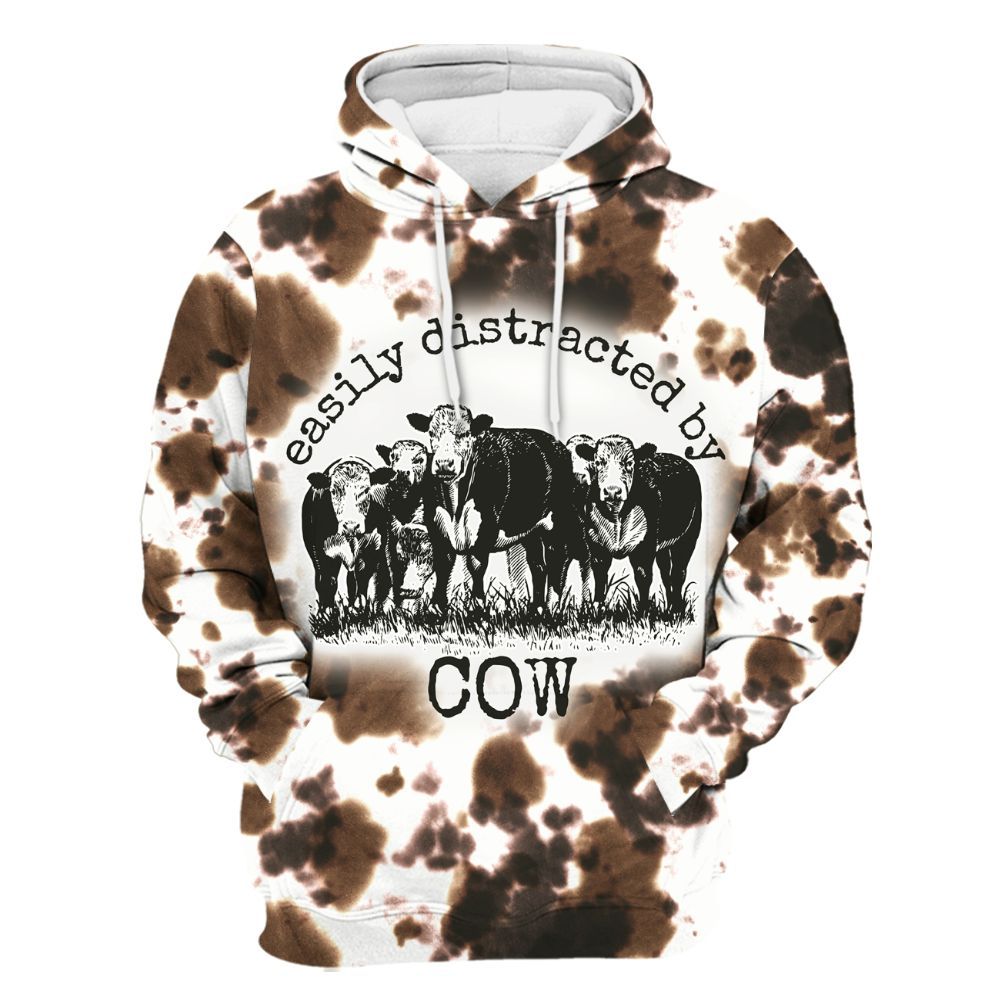 Amare Box Farm Shirt, Easily Distracted By Cow, Funny Farm Cow, Cute Farm Cow, Unisex Gift Shirt For Farmer Unisex Hoodie