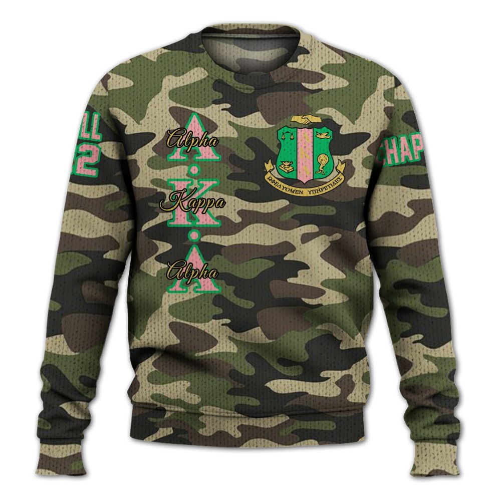 Ireishprint A.K.A Custom Chapter Shirt, Personalized Camo Style Shirt 1908 Sorority Knitted Sweater