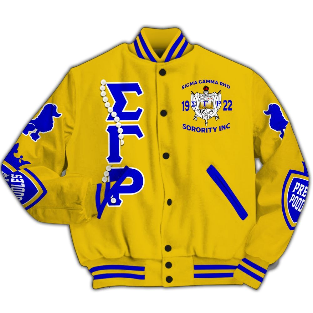 Ireishprint Sigma Gamma Rho Varsity Jacket, Pretty Poodles Varsity Jacket Sigma Gamma Rho Sorority Jacket