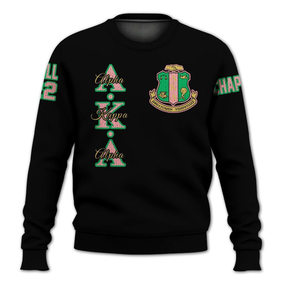 Ireishprint A.K.A Custom Chapter Shirt, Personalized Black Shirt 1908 Sorority Knitted Sweater
