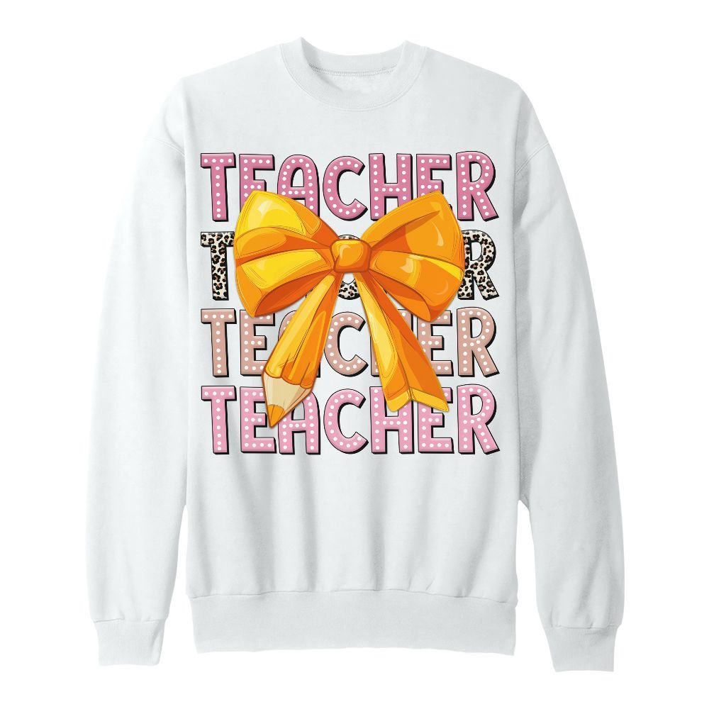 Amare Box Teacher Pink Coquette Pencil Shirt, Teacher Back To School Bright Doodle, Teacher Quotes School Unisex Sweatshirt