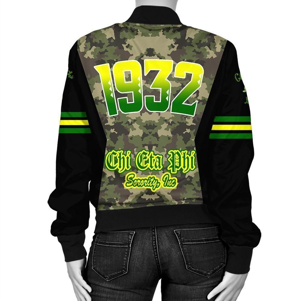African Jacket - Chi Eta Phi Sorority Camouflage Bomber Jacket