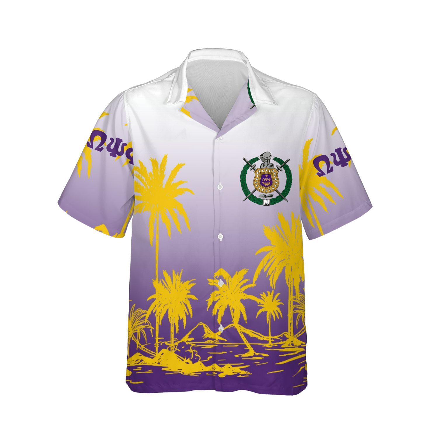 Ireishprint ΩΨΦ Hawaii Shirt, Palm Tree Gradient Hawaii Shirt ΩΨΦ Fraternity Hawaii Shirt