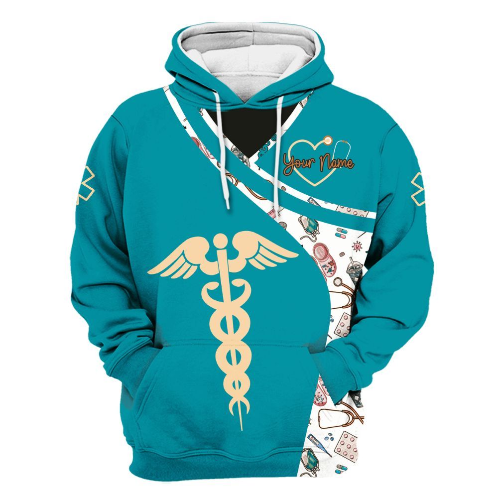 Amare Box Nurse Shirt, Wife Mom Nurse, Custom Name, Gift For Wife, Gift For Mom, Gift For Nurse's Mom Unisex Hoodie