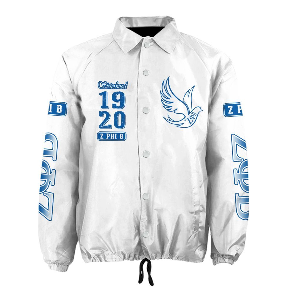 Ireishprint Zeta Phi Beta Crossing Jacket, Sisterhood Beta Girl White Jacket Zeta Phi Beta Sorority Crossing Jacket