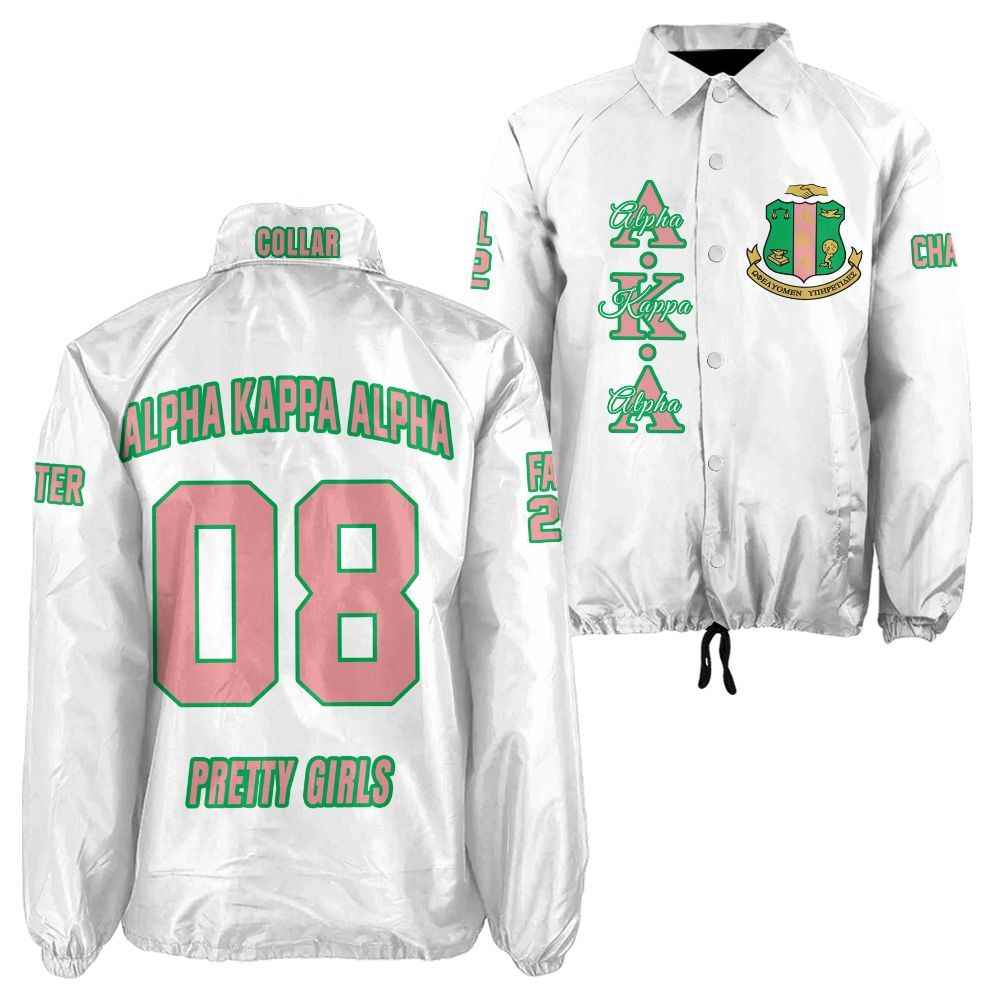 Ireishprint A.K.A Custom Line Crossing Jacket, Personalized White Salmon Pink Jacket 1908 Sorority Crossing Jacket