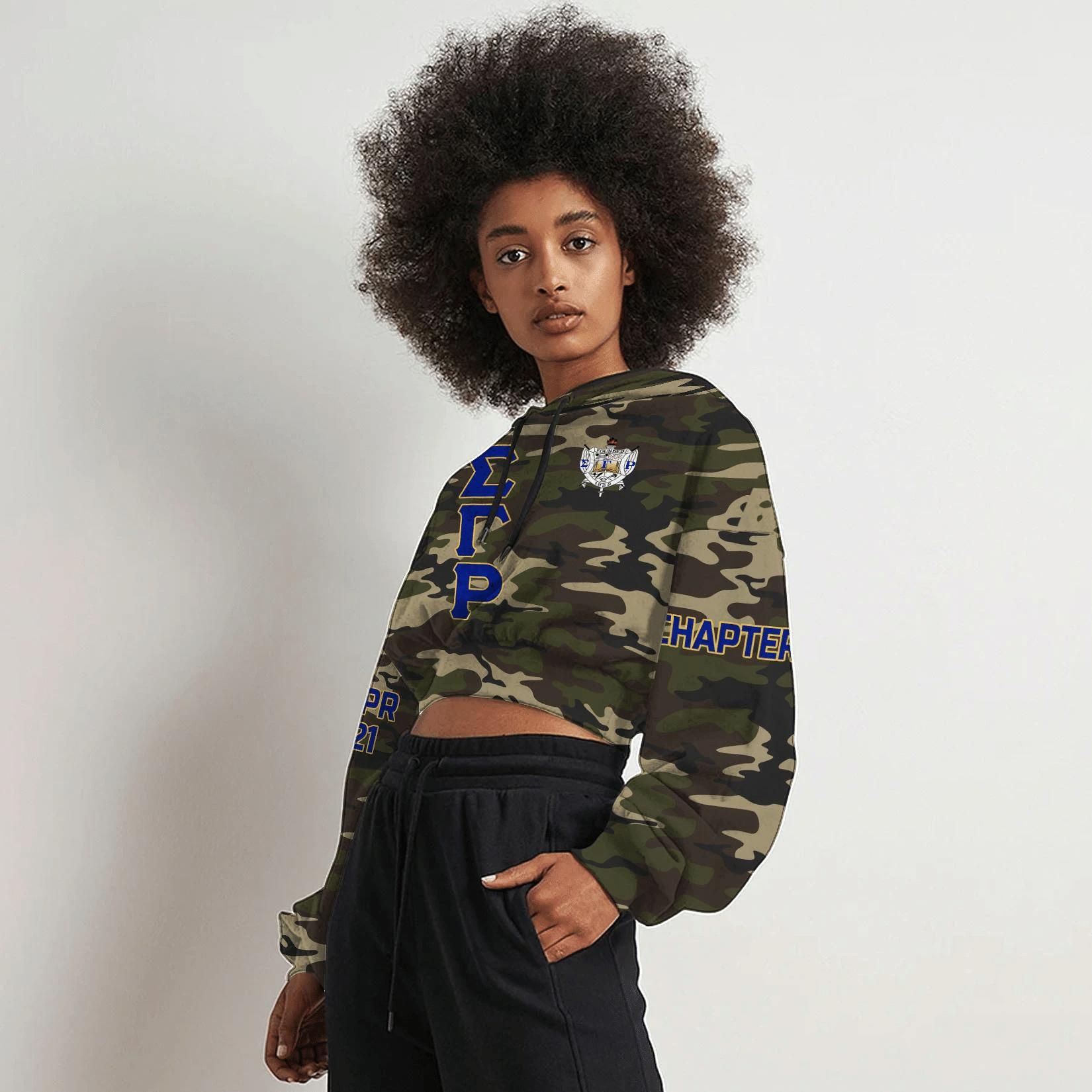 Custom Chapter Sigma Gamma Rho Camouflage Croptop Hoodie