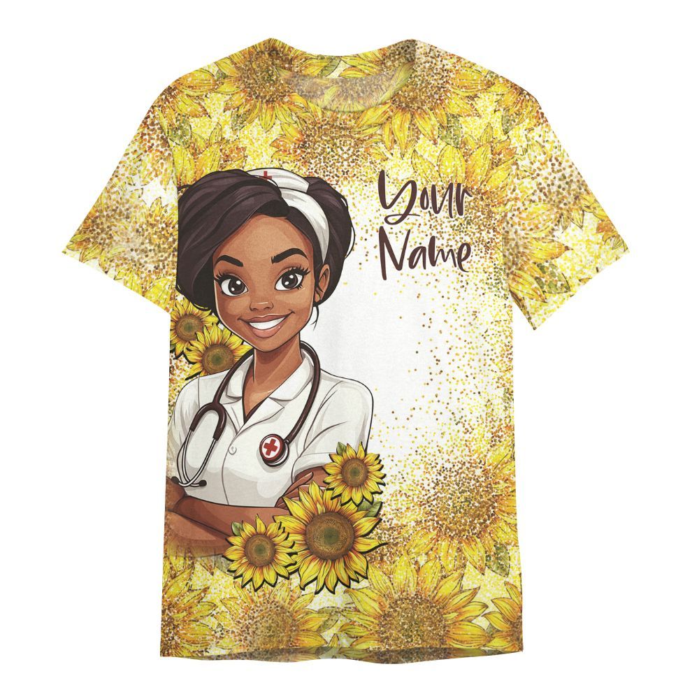 Amare Box Nurse Shirt, Retired Nurse Officially Discharged, Custom Name Shirt, Retired Nurse, Black Nurse, Nurse Sunflower, Nurse Clipart, Gift For Nurse All Over Print Unisex Shirt