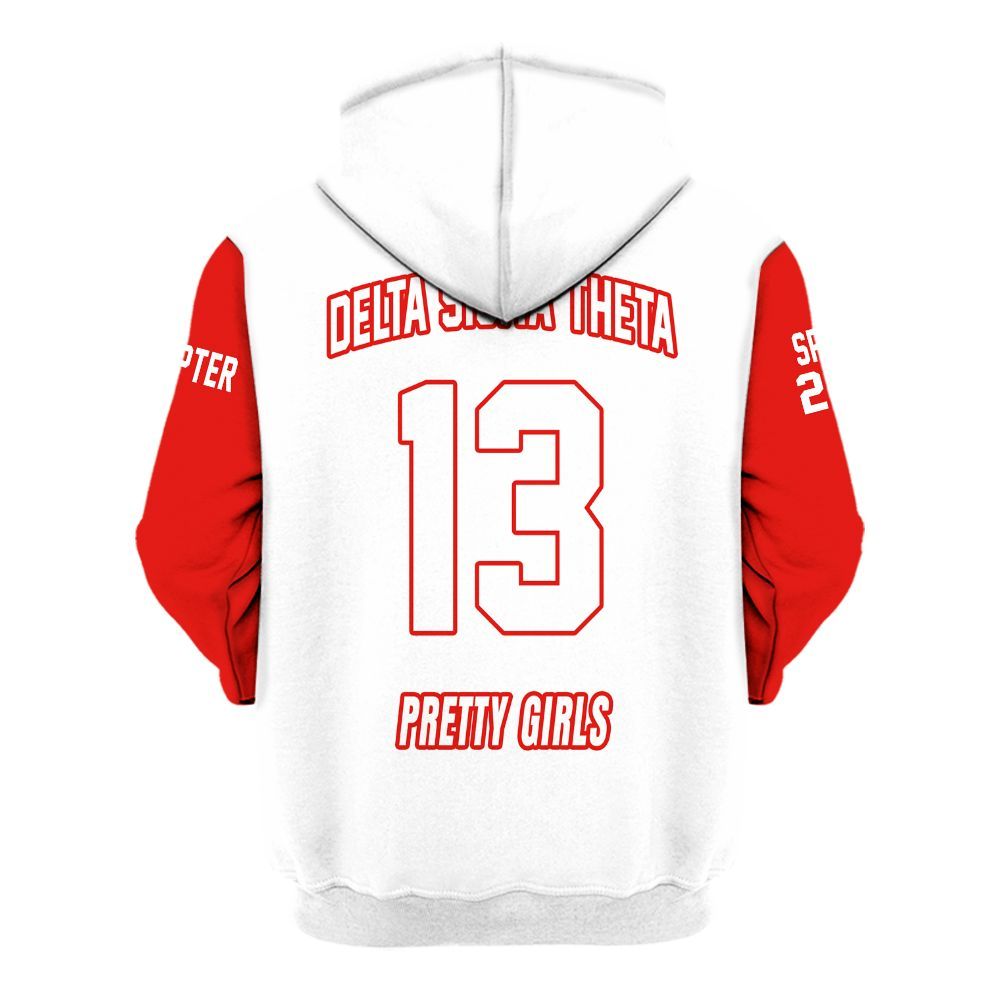 Ireishprint Delta Sigma Theta Custom Chapter Shirt, Personalized White Mix Crimson Shirt Delta Sigma Theta Sorority Hoodie