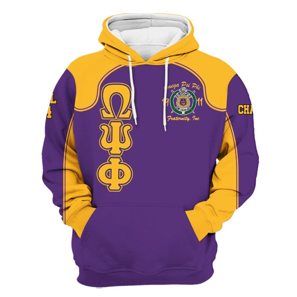 Ireishprint ΩΨΦ Custom Chapter Shirt, Personalized Racing Style White Sleeves Shirt 1911 ΩΨΦ Fraternity Hoodie