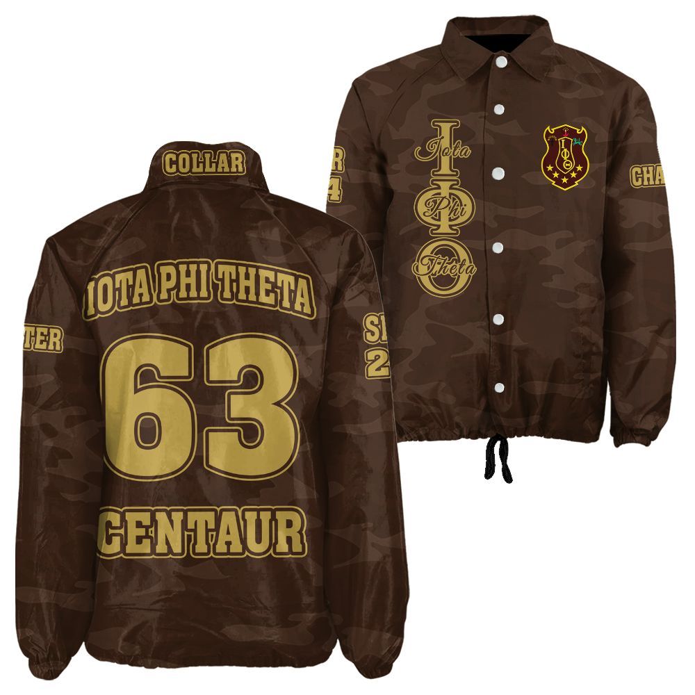 Ireishprint Iota Phi Theta Custom Line Crossing Jacket, Personalized Camo Style Charcoal Brown Jacket Iota Phi Theta Fraternity Crossing Jacket