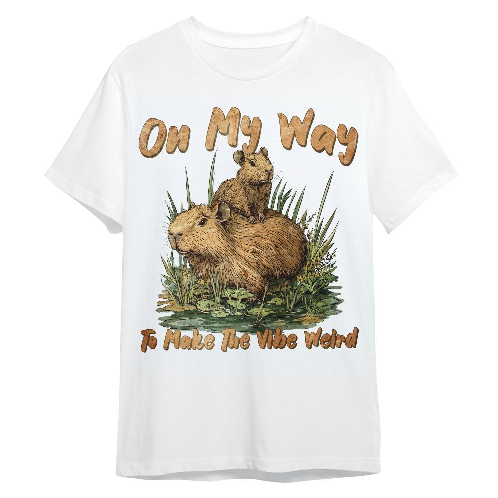 Amare Box Capybara On My Way To Make The Vibe Weird Shirt, Retro Capybara Meme Quotes Gift Unisex Shirt