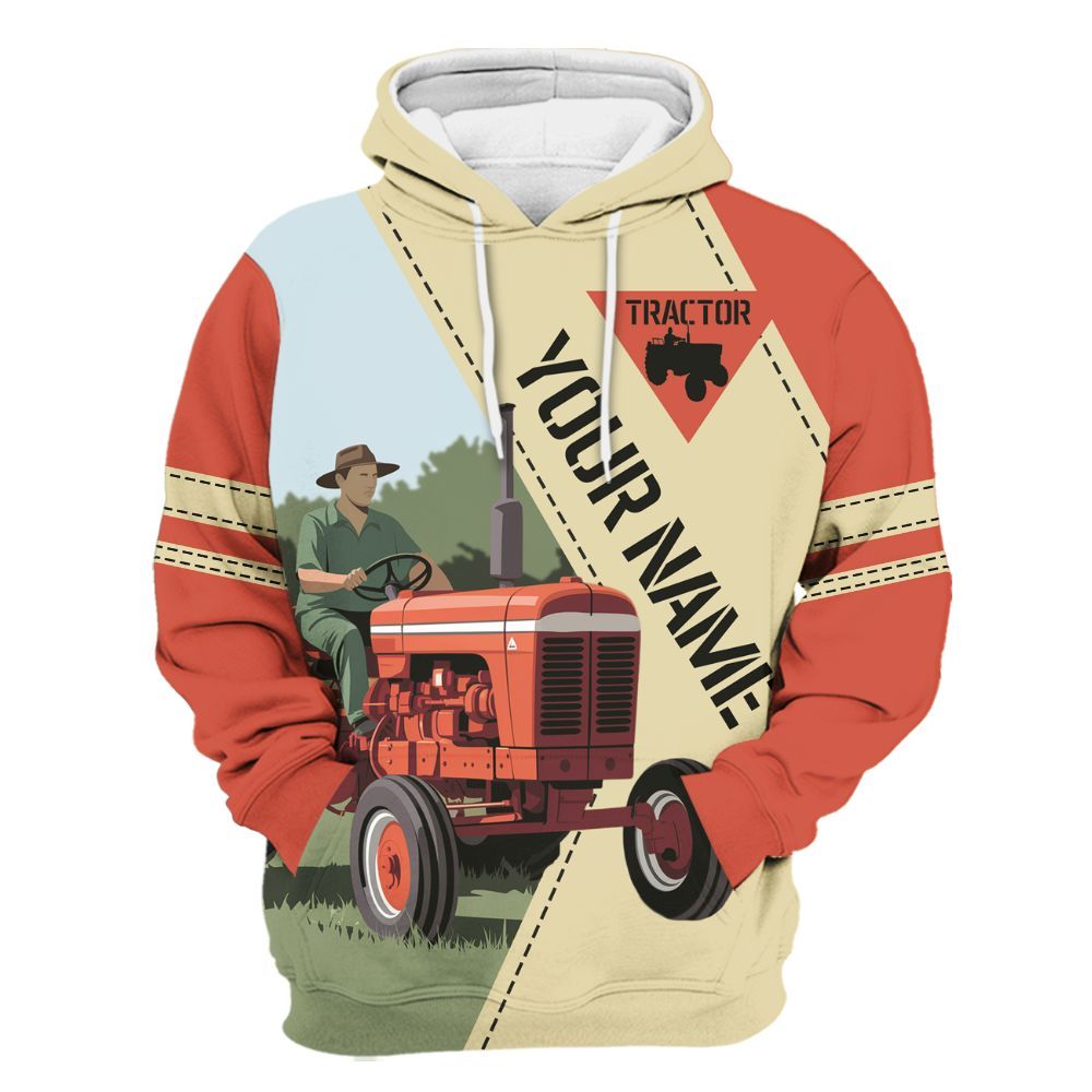 Amare Box Farm Tractor Shirt, Never Underestimate An Old Man, Custom Name Shirt, Tractor Clipart, Vintage Tractor, Gift For Farm Lover Unisex Hoodie