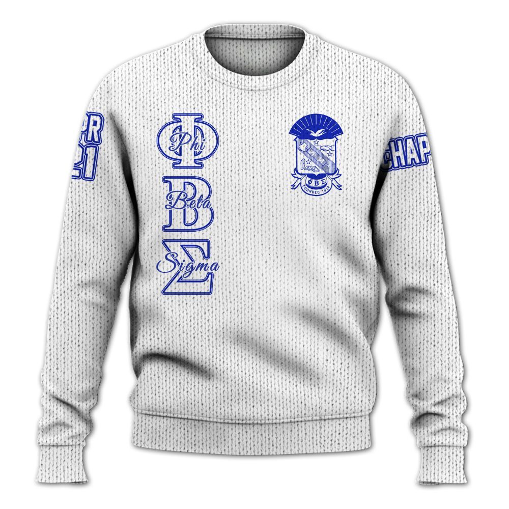 Ireishprint Phi Beta Sigma Custom Chapter Shirt, Personalized White Shirt Phi Beta Sigma Fraternity Knitted Sweater