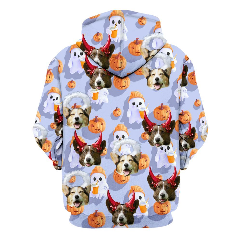 Amare Box Custom Face Photo Halloween Hawaiian Shirt, Family Halloween Party Gift Unisex Hoodie