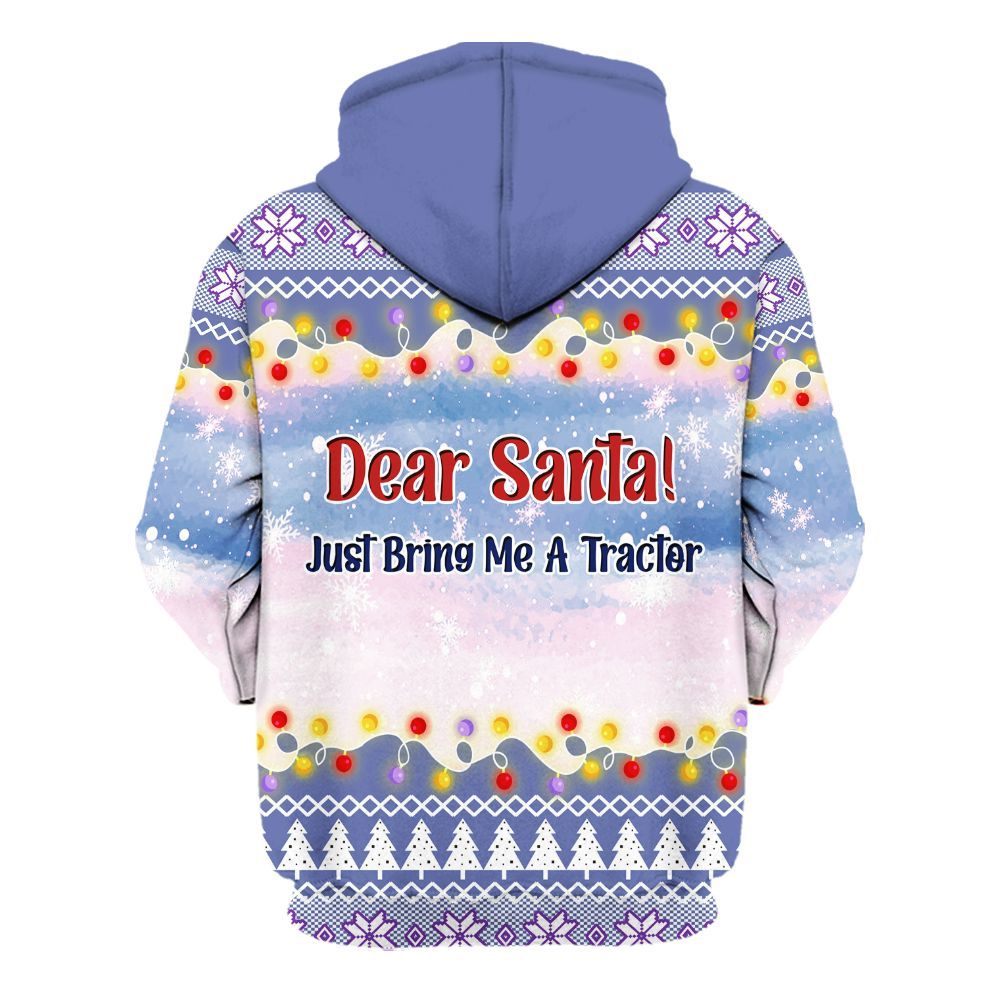 Amare Box Christmas Farm Dear Santa Just Bring Me A Tractor Shirt, Tractor Farm, Christmas Unisex Gift Shirt For Farmer Unisex Hoodie