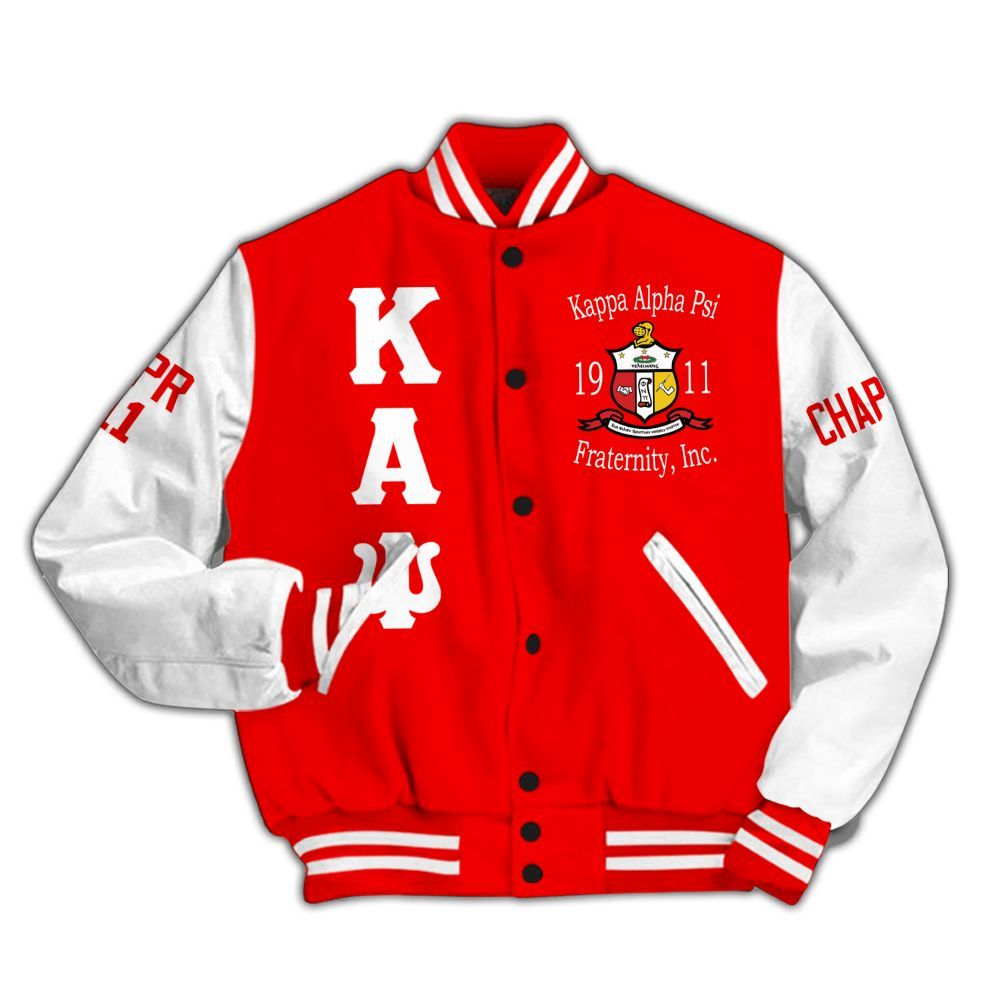 Ireishprint ΚΑΨ Custom Chapter Varsity Jacket, Personalized Cane Red Varsity Jacket ΚΑΨ Fraternity Jacket