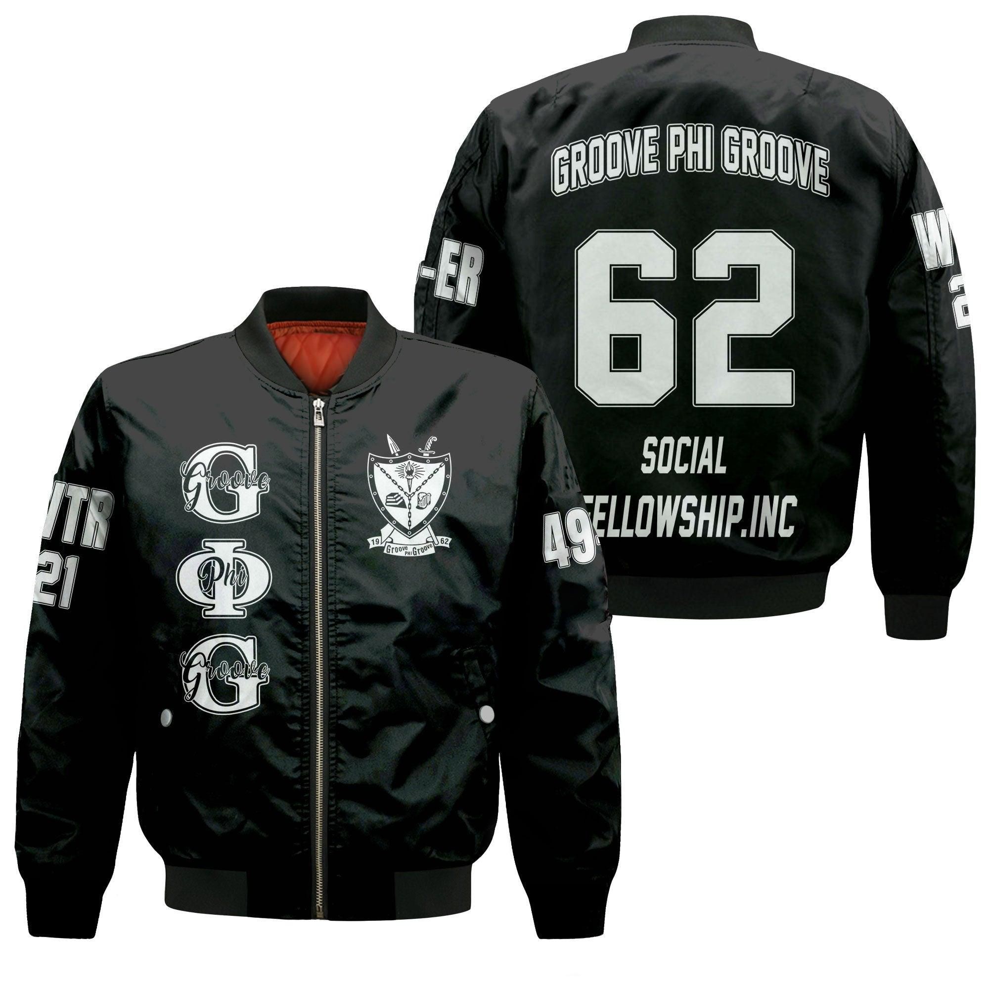 Custom Chapter Groove Phi Groove Jacket - Groove Phi Groove Sleeve Zip Bomber Jacket