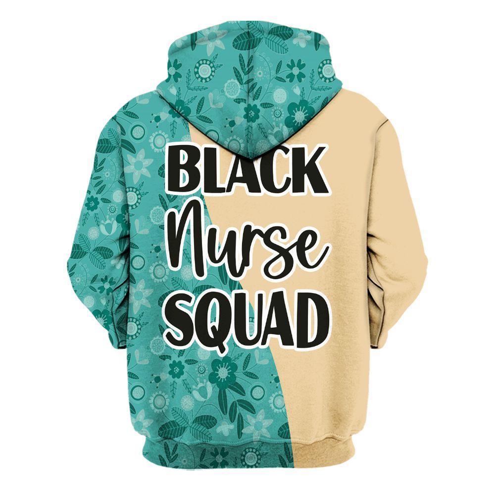 Amare Box Black Nurse Shirt, Black Nurse Squad Floral, Custom Name Shirt, Nurse Clipart, Gift For Black Nurse Unisex Hoodie